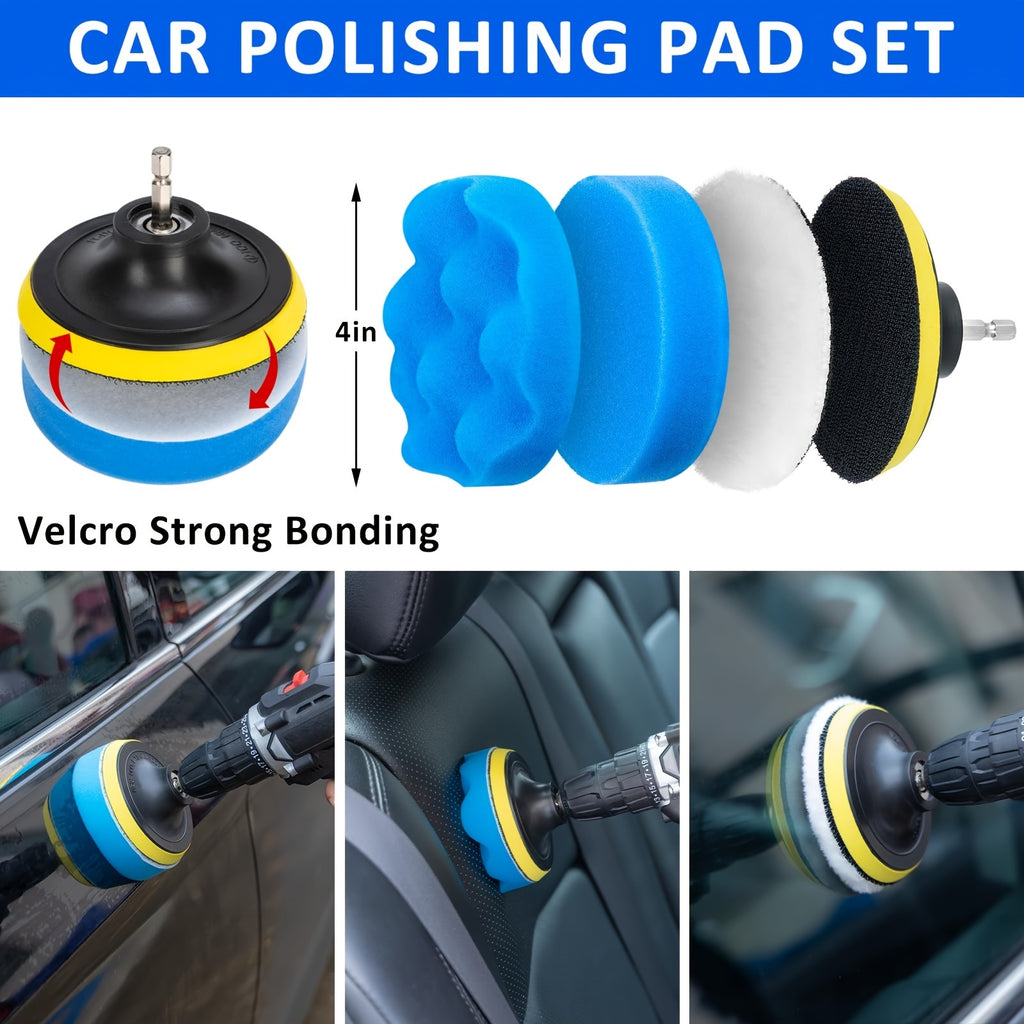Car Detailing Brush Set, Car Detailing Kit, Auto Detailing Drill Brush Set, Car Detailing Brushes, Car Wash Cleaning Tools Kit For Interior, Exterior, Wheels, Blue
