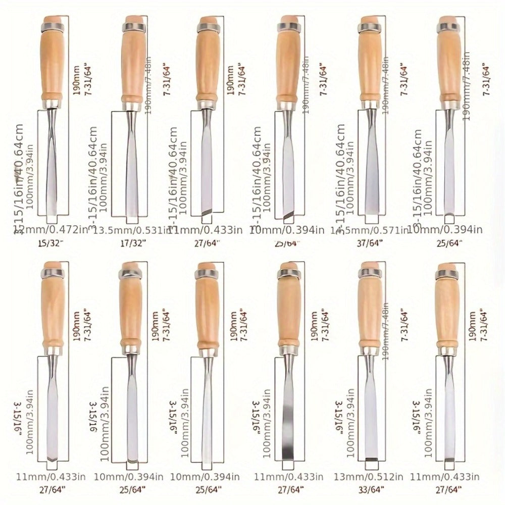 Wood Carving Chisel Set 12 & 24-Piece – Professional Beech Wood Handle Woodworking Chisels, Detail Carving Hand Tools for Beginners & Experts, Ideal Woodworker Gift