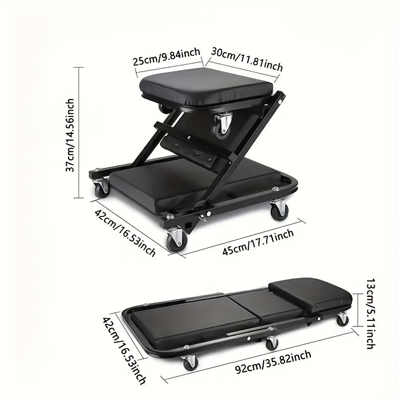 New Gift for Husband in 2026: 36-inch (Approx. 35.98 Inches) Outdoor Z-Type Crawling Seat, Adjustable Load Plate Folding Stroller Crawling Kit, 6-Wheel 2.5 Inch (Approx. 2.52 Inches) Mechanical Crawler