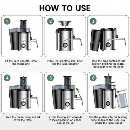 Centrifugal Juicer 600W Wide Mouth Juice Extractor - 3-Inch Feed Chute, High Juice Yield, Fast Juicing, Easy to Clean Detachable Design for Vegetables & Fruits, Multifunctional Juicer Machine