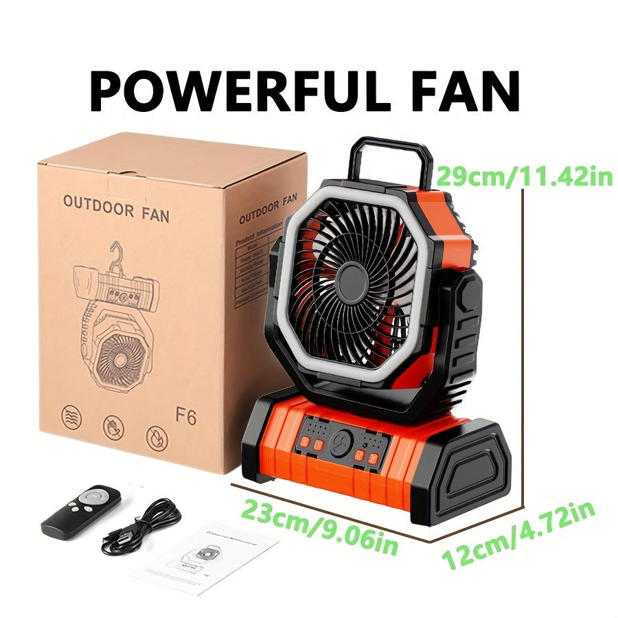 Camping Fan with LED Light 20000mAh Battery – 4-Level Brightness, Multi-Speed Rotatable Portable Tent Fan for Camping, Outdoor, Office & Home, Cooling & Lighting Combined