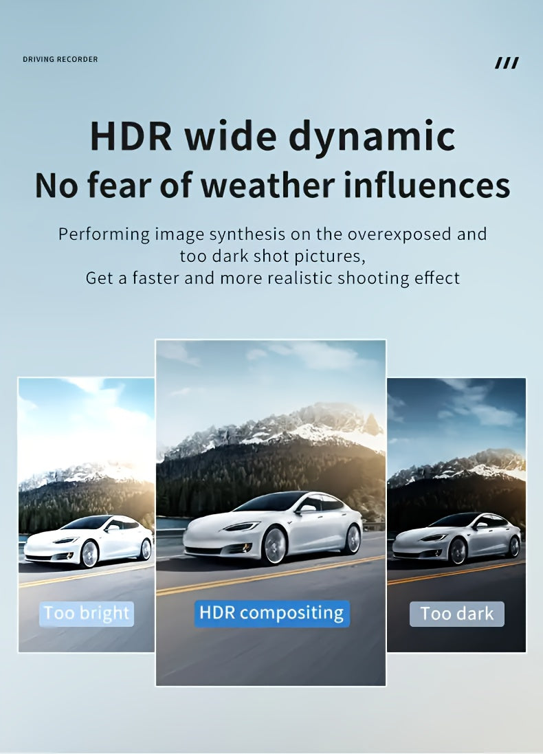 360° 3/4-Lens WIFI FHD 1080P Dash Cam for Cars, 1080P Front And 720P Left/Right/Rear Camera, Wide-Angle, Adjustable Lens, Audio, Loop Recording, G-Sensor, Enhanced Night Vision And Motion Detection - Free 64GB Memory Card for Extended Recording