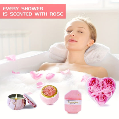 Luxury Spa Gift Set for Women 10-Piece Rose Scented Candles Bath Salt Balls Dried Flowers Eye Mask Soap Blanket Socks Hair Ribbon Gift Card Birthday Christmas Mother's Day Valentine Gift