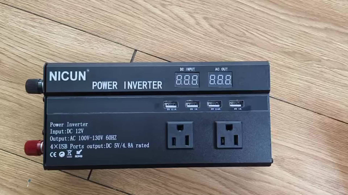 DC 12V to AC 110V Sine Wave Solar Power Inverter with an LCD Display, Capable of 6500W Peak Power. It Features a Universal Socket for Easy And Convenient Connections, Making It Ideal for Emergencies And Suitable for Mobile Phones, Rvs, Electronics
