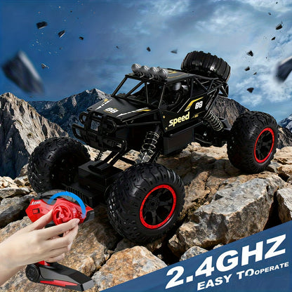 High Speed RC Off-Road Truck for Boys 6 8 10 – Large 4WD All-Terrain Remote Control Car USB Rechargeable Battery 2.4GHz Racing Vehicle Birthday Christmas Gift Kids Black Red