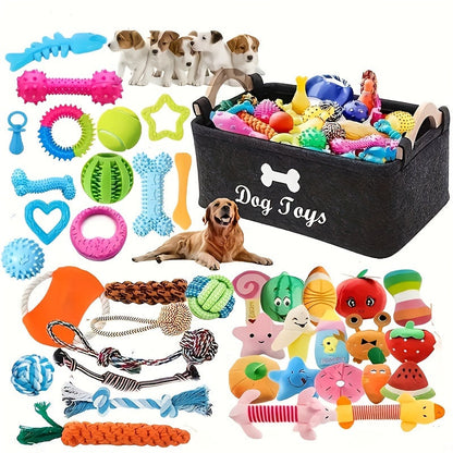 Interactive Dog Toy Set 6 or 12 Pieces Durable Fabric Chew Toys with Knot Toys Squeaker Balls Teeth Cleaning Training Toys for All Dog Breeds Sizes