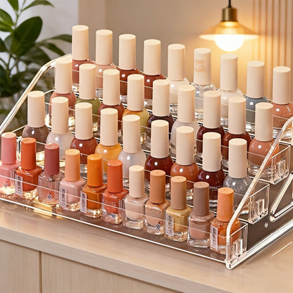 Acrylic Nail Polish Rack Holder 4-Tier Transparent Desktop Organizer Large Capacity Display Stand for Nail Studio Salon Home Vanity Countertop Bathroom Clear