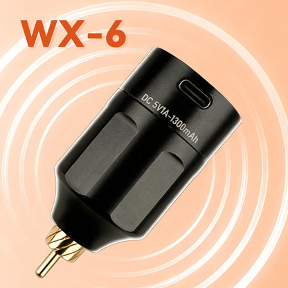Wireless Tattoo Power Supply Portable Rechargeable Battery LED Digital Display RCA DC Connector Coreless Motor for Rotary Tattoo Pen Machine - Red Silver Black