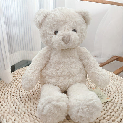White Teddy Bear Plush Loving Heart – Soft Cute Stuffed Animal for Baby Girls Women, Kawaii Bear Toy, Birthday Valentine's Day Christmas Baby Shower Holiday Gift for Kids Toddlers