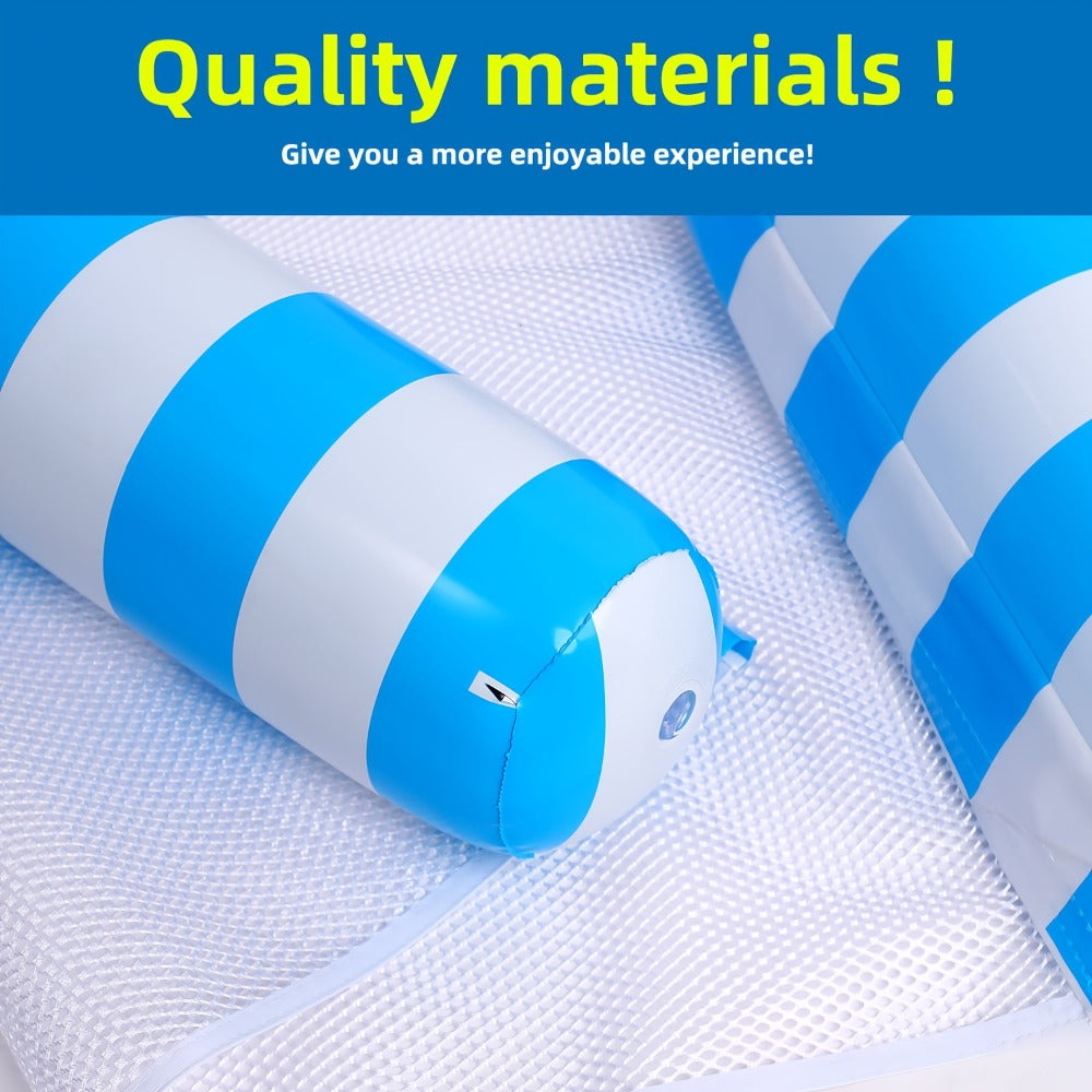 Heavy Duty Inflatable Pool Float Hammock for Adults – 4-in-1 Lounge Chair Saddle Drifter & Floating Bed, Striped Multi-Pack 3 or 8 Pack for Pool Lake River Summer