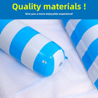 Heavy Duty Inflatable Pool Float Hammock for Adults – 4-in-1 Lounge Chair Saddle Drifter & Floating Bed, Striped Multi-Pack 3 or 8 Pack for Pool Lake River Summer