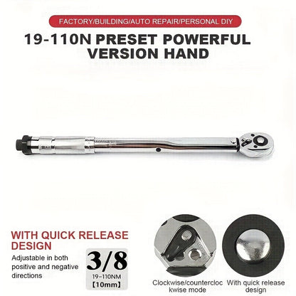 Torque Wrench Adjustable Drive 3/8" & 1/2" - Preset Click Torque Wrench for Automotive, Bike & Bicycle Maintenance, Ratchet Wrench with Dual Scale, Accurate & Durable, Gift for Husband & Car Enthusiasts