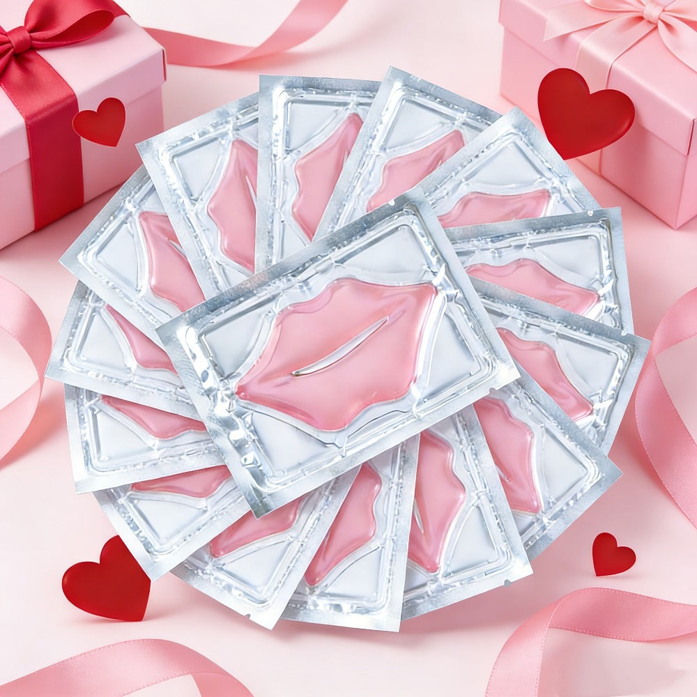Lip Mask 50 Pcs Crystal Pink Hydrating Patches – Deep Moisturizing Lip Treatment for Dry Dull Lips, Plumping Lip Care Gift Set for Women Mothers Bulk Party Favor