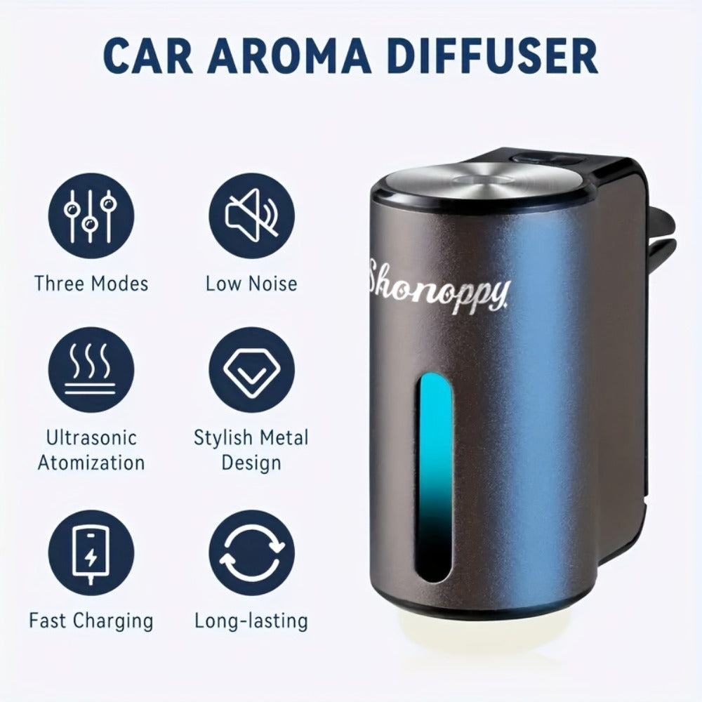 Car Air Freshener Aroma Diffuser with Essential Oils – USB Powered Smart Scent Diffuser for Car, 3/6/10/20 Bottles 0.34oz Essential Oils Included, Compact Cup Holder Design, Multi-Color