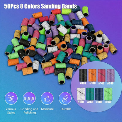 Nail Drill Bit Set Tungsten Steel & Ceramic Grinding Heads with Storage Box for Gel Removal Nail Enhancement Polishing Shaping Multi-Grit Abrasive Bands Coarse Medium Fine Electric Nail Drill Machine