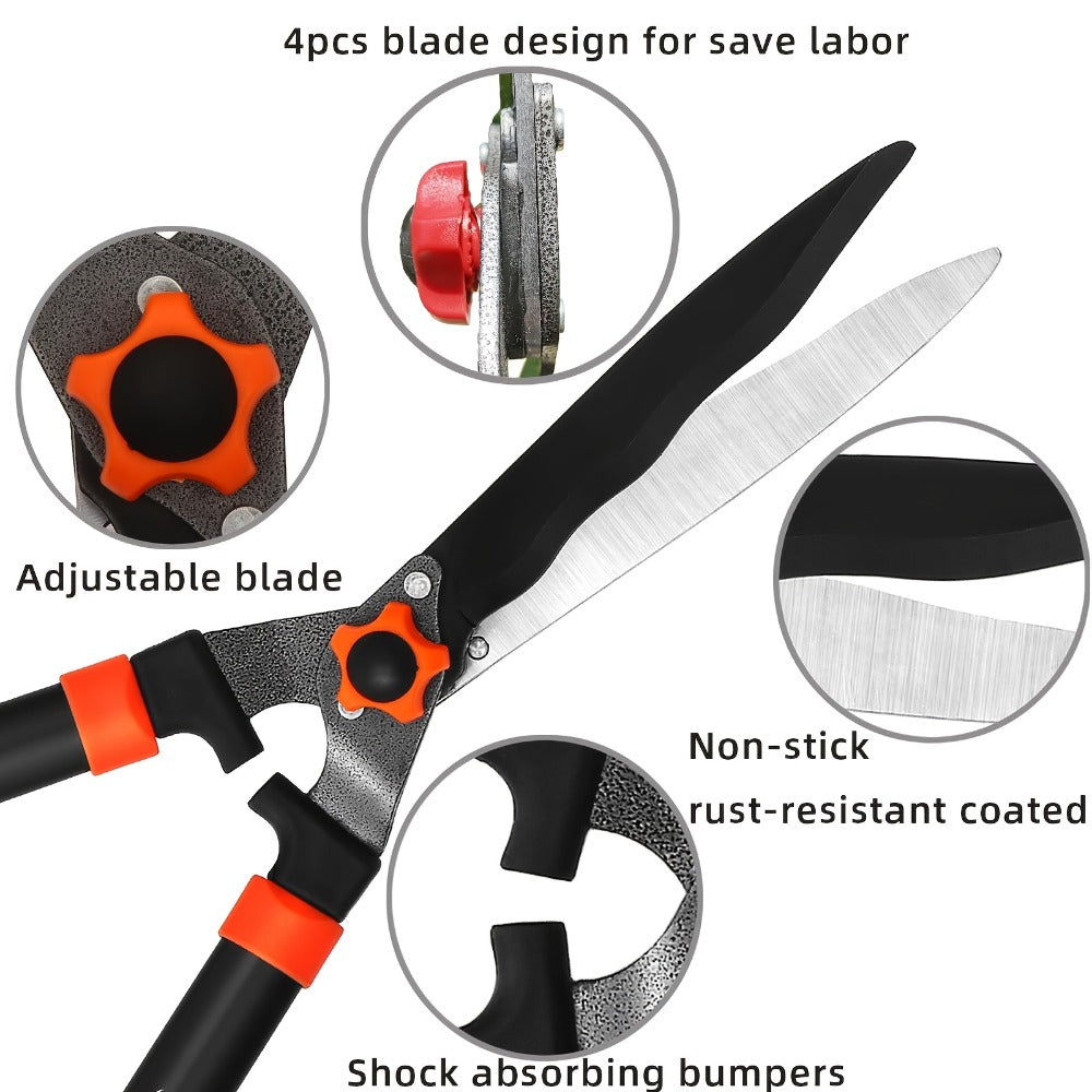 Garden Pruning Shears Set Loppers Hedge Shears & Hand Pruner Combo – Heavy Duty Alloy Steel Branch Cutter Kit with Compound Action, Ergonomic Grip for Yard Lawn Tree Shrub Trimming Indoor Outdoor