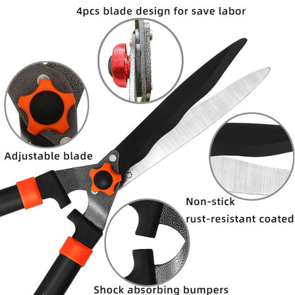 Garden Pruning Shears Set Loppers Hedge Shears & Hand Pruner Combo – Heavy Duty Alloy Steel Branch Cutter Kit with Compound Action, Ergonomic Grip for Yard Lawn Tree Shrub Trimming Indoor Outdoor