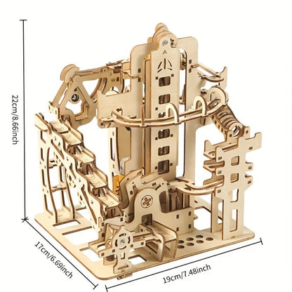 Wooden Ball Track Puzzle Model Kit – STEM Engineering Building Set for Adults & Teens, Kinetic Marble Run Expansion Sets A & B, Brain Teaser DIY Craft, Unique Birthday Gift for Men Women