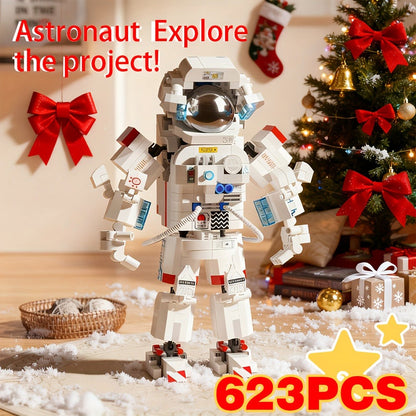 Astronaut Space Building Blocks 623 Piece Micro Particle DIY Kit – Space-Themed Mini Bricks ABS Assembly Desk Decor Stress Relief Gift for Boys Girls Teens Adults Birthday Easter Christmas