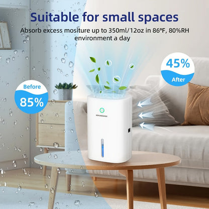 Dehumidifier for Home 215 Sq Ft | Quiet Portable 27oz Peltier Mini Dehumidifier with Auto Shut-Off for Bedroom, Bathroom, Basement, Closet, Kitchen & RV | Keeps Humidity Below 45% | White