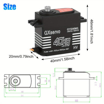 High Torque Digital Servo 88.18LB 180° Metal Gear – 25T Servo Arm for 1/8 1/10 RC Cars Trucks Crawlers & Robots, Precision Steering Upgrade, RC Enthusiast Replacement Part & Robotics Accessory