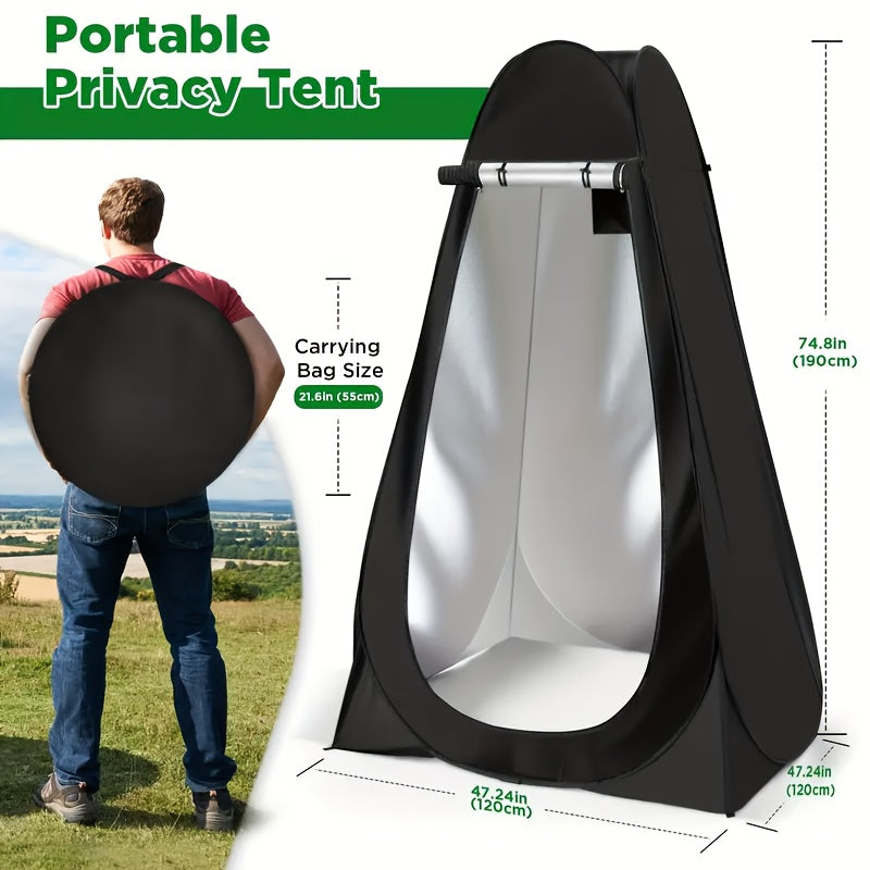Pop-Up Privacy Shower Tent & Outdoor Changing Room – Waterproof Portable Camping Toilet Tent for Hiking Beach Fishing Backpacking, Instant Setup Dressing Room, Blue Black Regular Upgraded Styles