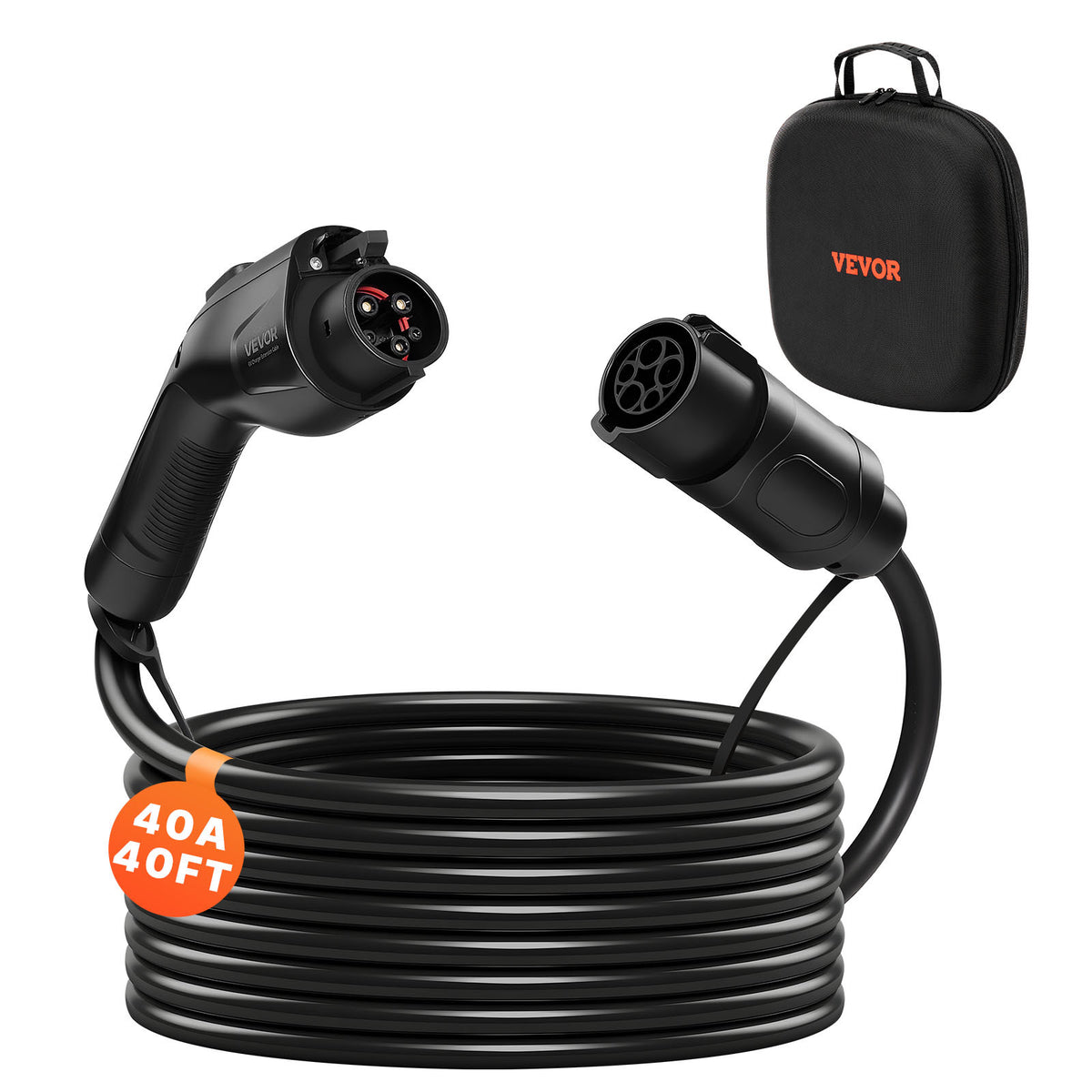 VEVOR EV Charger Extension Cable, 32Amp/40Amp/48Amp 21 ft / 40 ft J1772 Extension Cord Compatible with 120V-240V SAE J1772 Electric Vehicle Chargers, Level 1/Level 2 Heavy Duty Car Charging Cable with Carrying Bag