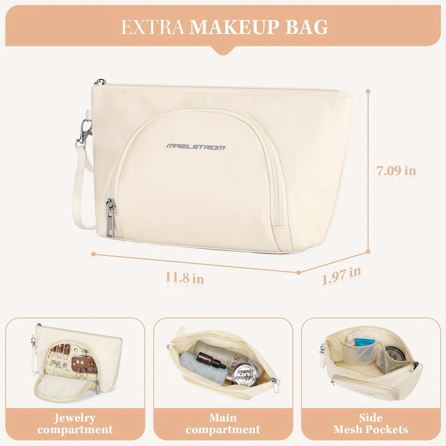 Gym Bag Women 40L Duffel Bag with Shoe Compartment Wet Pocket Polyamide Weekender Travel Tote for Gym Yoga Swimming Hospital Sports Beige