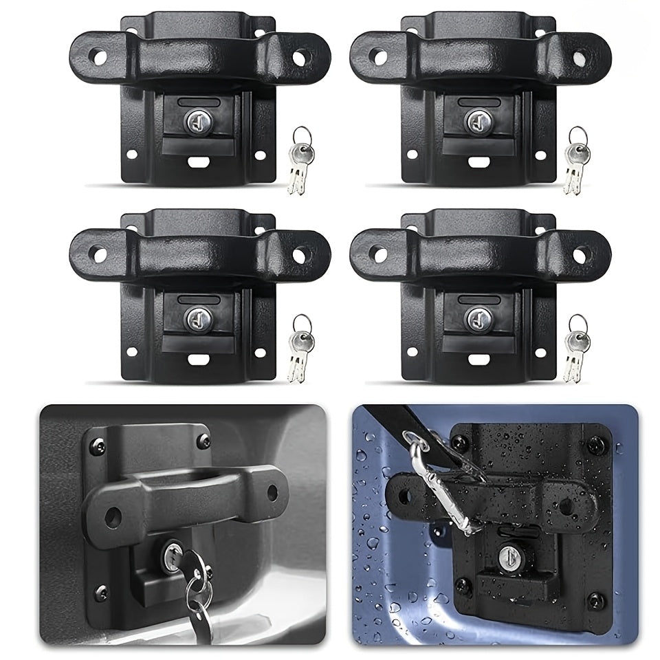 4pcs Set with Locking Buckle, for F150 F250 F350 and Raptor 2015-2024 Models, Truck Bed Cargo Securement Bracket, Anchor Clip Plate with Key Locking Anchor Replacement Accessories