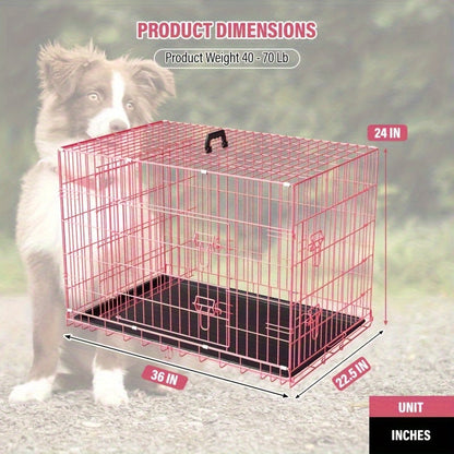 Dog Crate Foldable Metal Wire Dog Cage with Divider Panel & Leak-Proof Tray – Indoor Outdoor Dog Kennel for Small Medium Dogs, Rabbits & Small Animals, Multiple Sizes & Colors