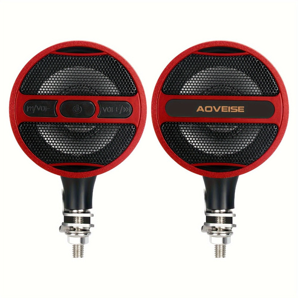 Motorcycle Bluetooth Stereo Speaker System with Built-In Amplifier – 3" Handlebar Mount Speakers, MP3 & USB, 12V, 20W×2 for ATV, Dirt Bike & Cruiser, Waterproof Radio Antenna, Black / Silver
