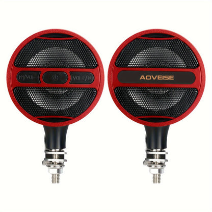 Motorcycle Bluetooth Stereo Speaker System with Built-In Amplifier – 3" Handlebar Mount Speakers, MP3 & USB, 12V, 20W×2 for ATV, Dirt Bike & Cruiser, Waterproof Radio Antenna, Black / Silver