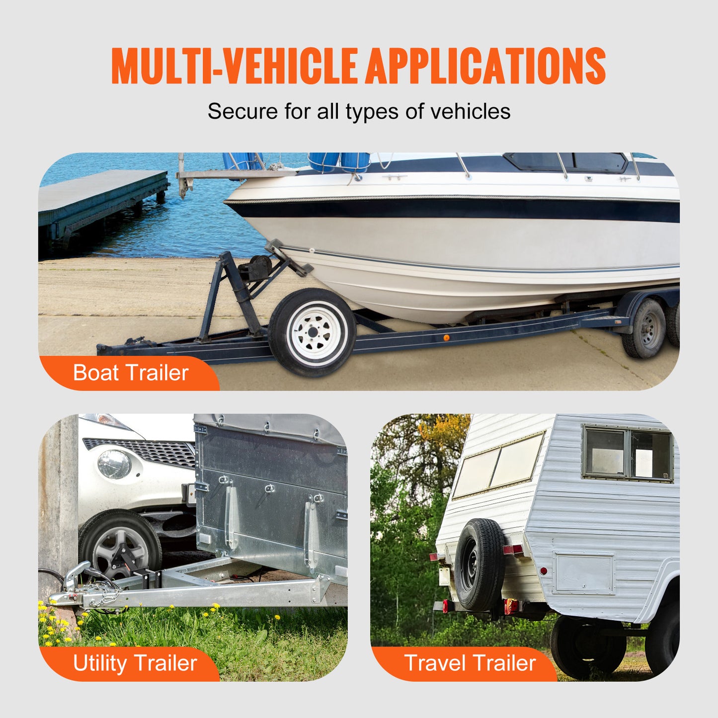 Trailer Spare Tire Carrier Mount 160 LBS - Steel Universal Spare Tire Holder for Utility Marine Trailer, Fits 4 5 6 8 Lug Wheels, No-Drill Install, Galvanized Hardware Included