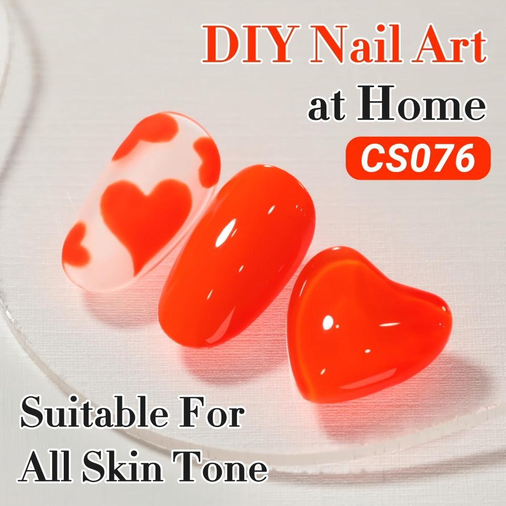 Gel Nail Polish Neon Orange Jelly Translucent Milky Sheer 0.54oz UV LED Soak Off — Long Lasting Chip Resistant CS076 Summer Ombre Jelly Nails DIY Nail Art for Women Home Salon
