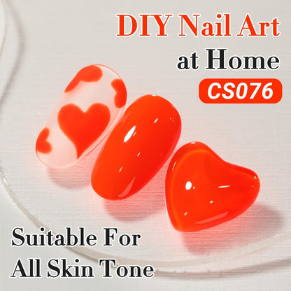 Gel Nail Polish Neon Orange Jelly Translucent Milky Sheer 0.54oz UV LED Soak Off — Long Lasting Chip Resistant CS076 Summer Ombre Jelly Nails DIY Nail Art for Women Home Salon