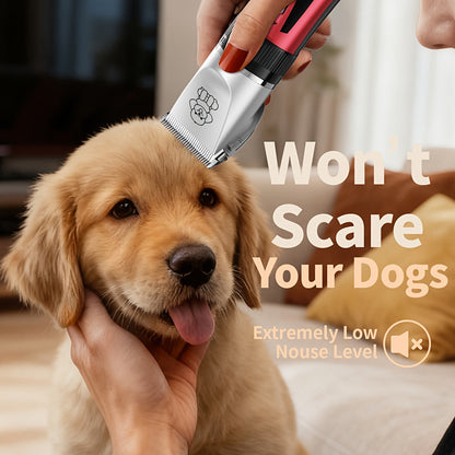 Pet Hair Clipper Cordless Adjustable Comb - Silent Low Noise Rechargeable Electric Dog Cat Grooming Scissors Set, Multiple Style Options, USB Charging Wireless Pet Trimmer for Dogs Cats