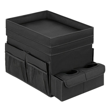 Car Seat Organizer with Cup Holder & Cooler Compartment – Multi-Pocket Backseat Storage Bag for Adults, Front & Rear Seat Travel Tray, Sturdy Handles, Neutral Design, Medium & Large