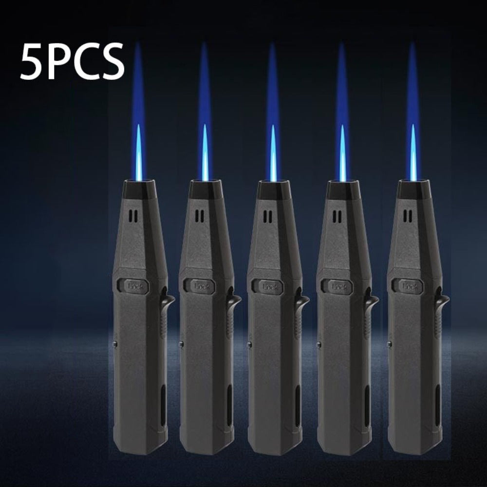 1300°F Torch Lighter 5pcs Blue Flame Windproof Refillable with Safety Lock - Jet Flame for Candles, Grill, BBQ & Camping | Gift Box Available | Butane Not Included