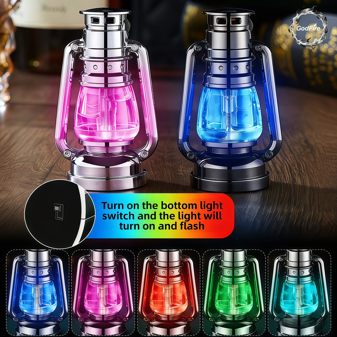Metal Horse Lantern Lighter Cool Grinding Wheel Design - Refillable Adjustable Flame Windproof Lighter, Creative Mood Light Novelty Lighter Gift Boxed for Camping Outdoor Use, No Fuel Included