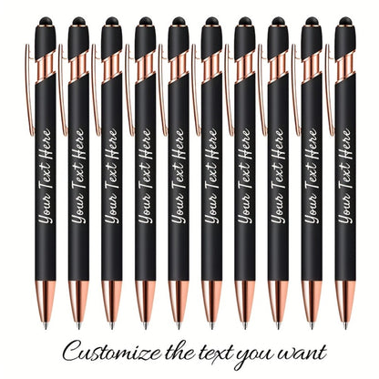 Personalized Metal Ballpoint Pens 10pcs Custom Engraved with Name or Logo - Smooth Black Ink, Elegant Business Gift Pens for Daily Office Use, Christmas, Thanksgiving, Halloween, Corporate Giveaways