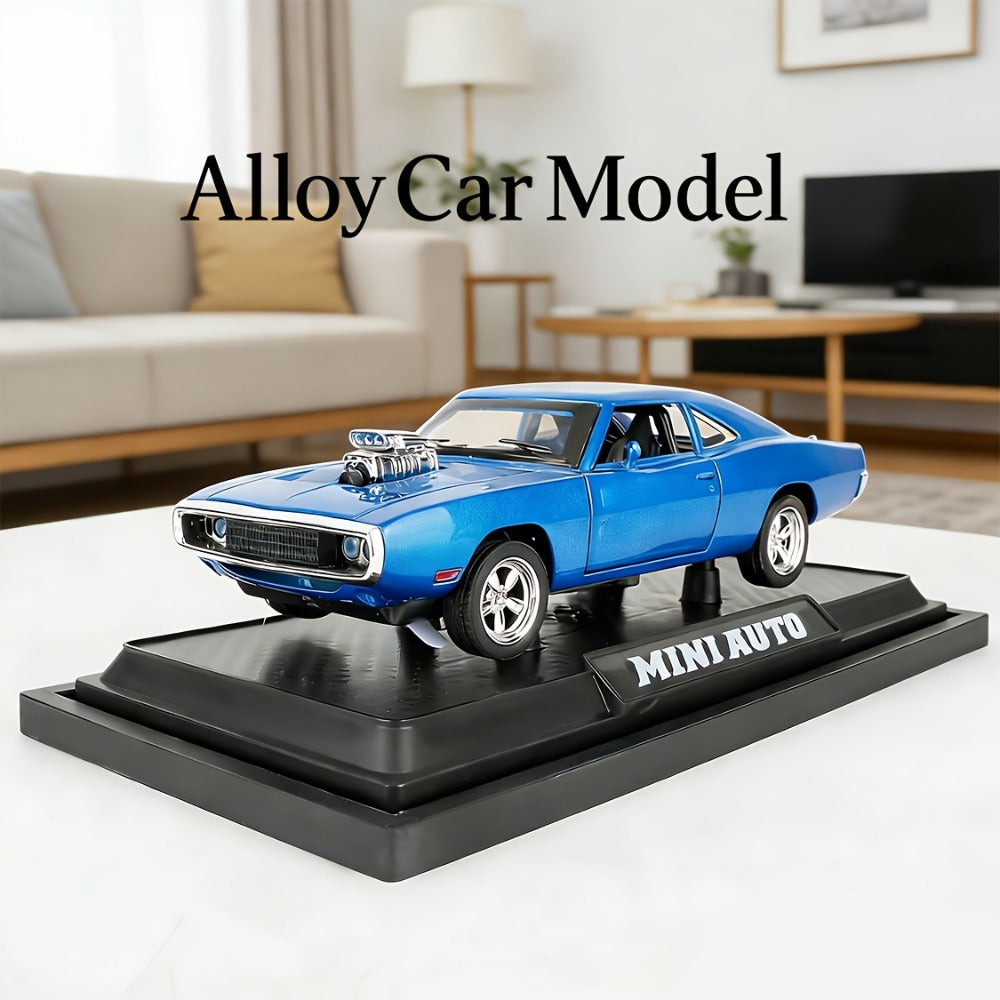 Dodge Challenger Diecast Model Car Zinc Alloy Collectible Static Replica – Highly Detailed Home & Office Decor, Birthday Christmas Gift for Car Enthusiasts (Blue / Black / White)