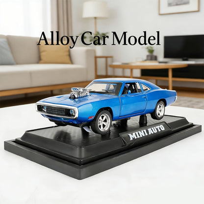 Dodge Challenger Diecast Model Car Zinc Alloy Collectible Static Replica – Highly Detailed Home & Office Decor, Birthday Christmas Gift for Car Enthusiasts (Blue / Black / White)
