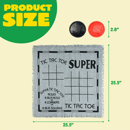 Giant Checkers Game 3-in-1 Set with Tic Tac Toe Reversible Mat 24 Oversized Pieces – Indoor Outdoor Family Board Game for Kids Adults, Lawn BBQ Camping Birthday Gift