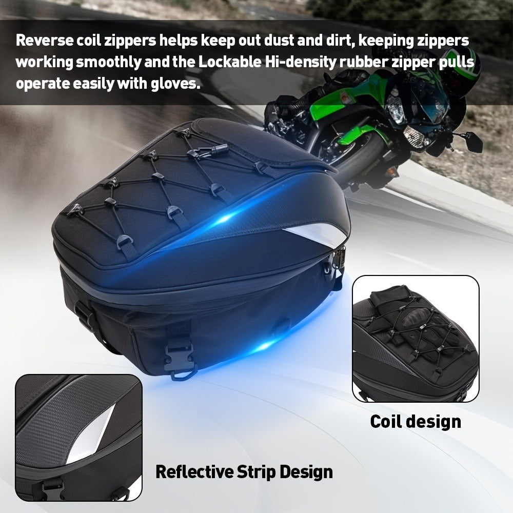 Motorcycle Backpack Helmet Bag – JFG RACING Motorbike Tail Bag with Adjustable Strap for Outdoor Camping, Travel & Luggage Storage, Large Capacity Rider Gear Bag