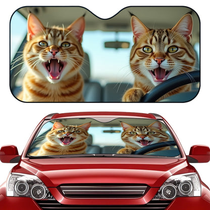 1pc Sun Protection, Cute Cat Windshield Sunshade for Car, Foldable, Easy to Install, UV Protection And Heat Dissipation, Automotive-Interior Accessories