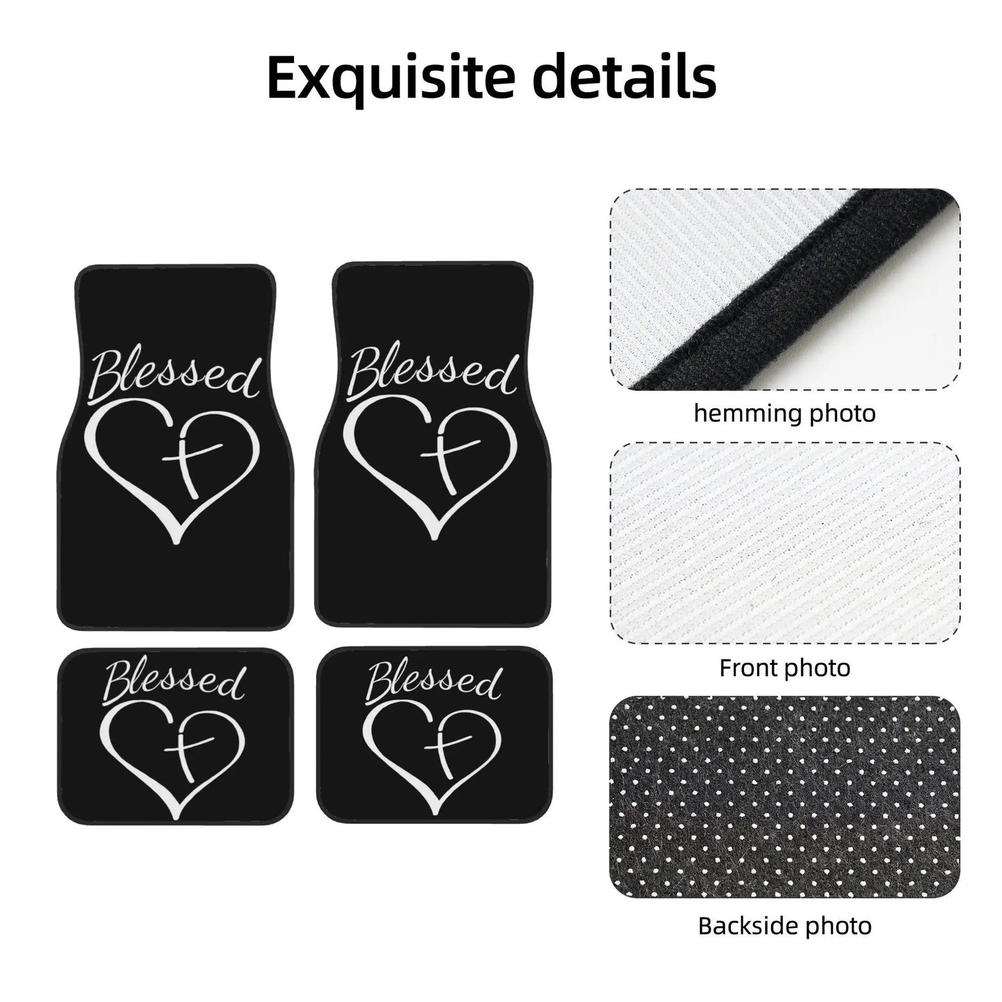 4pcs Set Of Heart-patterned Front And Rear Car Floor Mat with Blessing Letter, Anti-slip, Stain-resistant And Easy to Clean. Car Interior Accessories, Suitable for All Vehicle Model. Father's Day Gift, High Temperature Resistance, Summer Self Driving