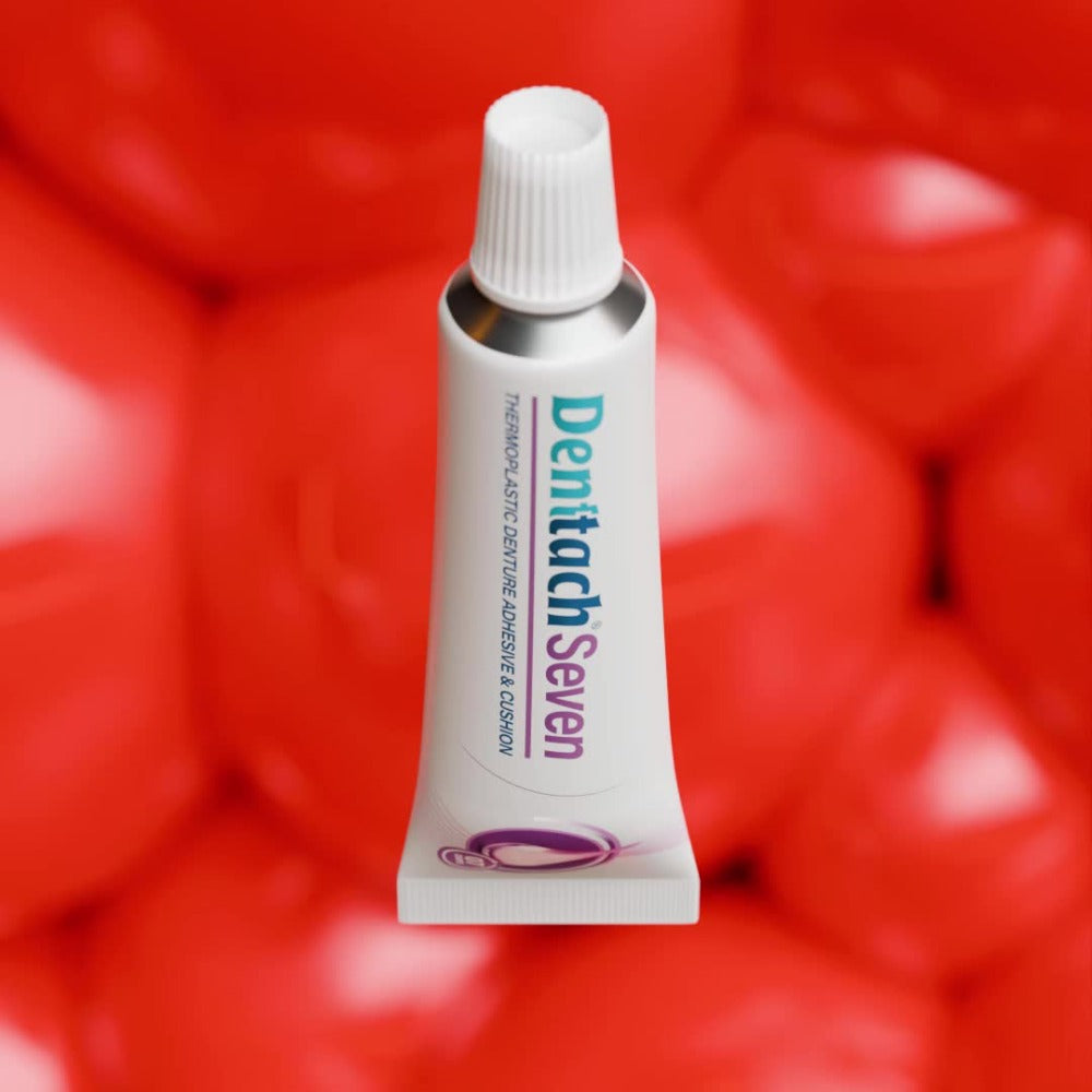 Denttach 7-Day Hold Denture Adhesive Thermoplastic Cushion Reliner Zinc-Free No-Glue Secure Grip for Upper Lower Dentures All-Day Comfort 2 Pack 0.71oz Each