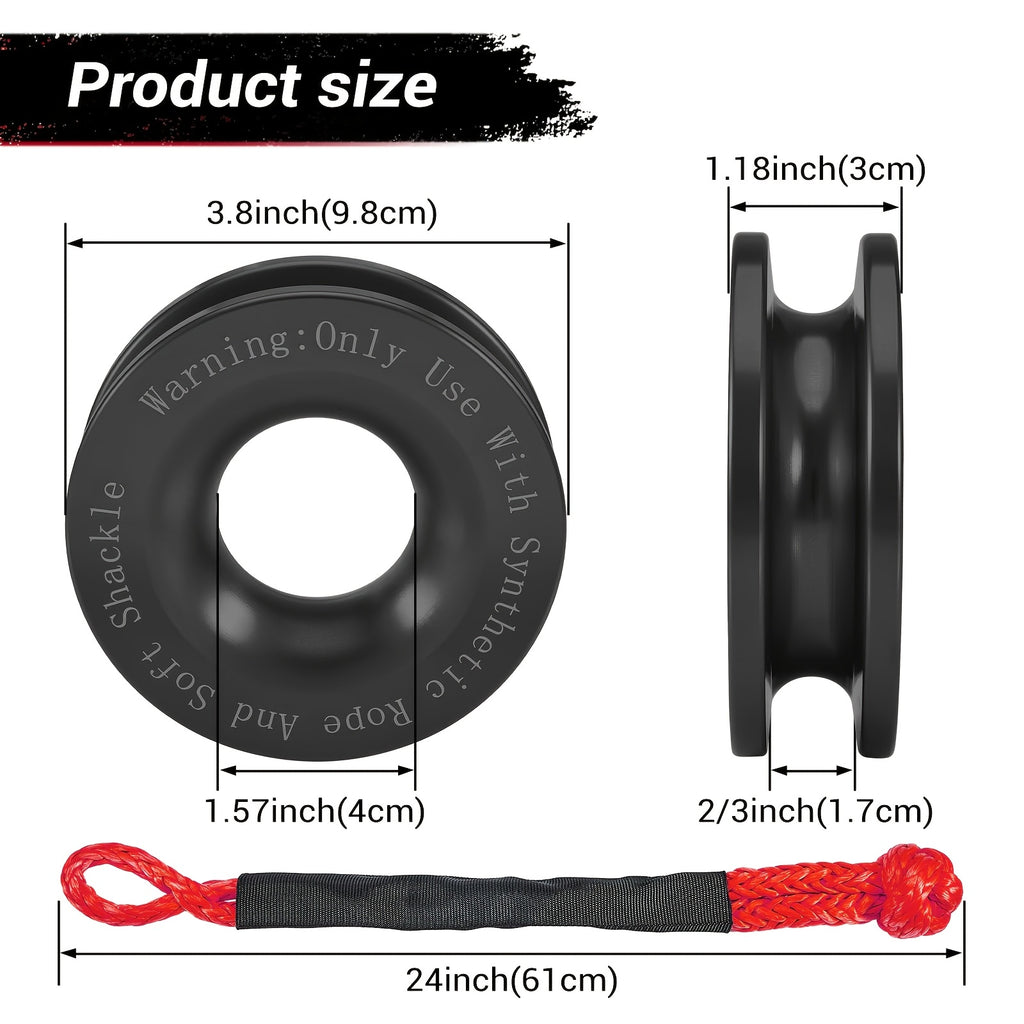 3-Pack Recovery Ring And Soft Shackle (1/2 Inch X 22 Inch) Kit for Synthetic Winch Rope for ATV UTV SUV Truck Off-Road Vehicle Recovery