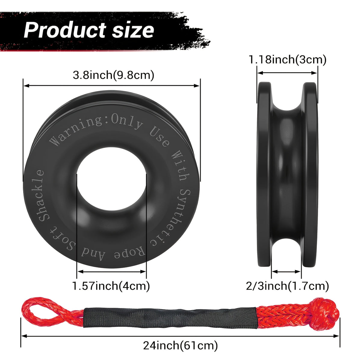 3-Pack Recovery Ring And Soft Shackle (1/2 Inch X 22 Inch) Kit for Synthetic Winch Rope for ATV UTV SUV Truck Off-Road Vehicle Recovery