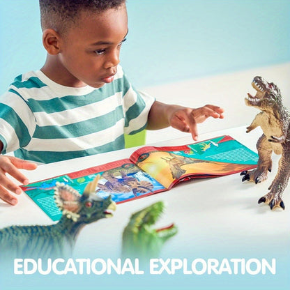 Toddler Dinosaur Figures with Educational Book – 6 Jumbo Soft Realistic Dinosaur Toys for Toddlers 1+ Years, Learning Playset for Kids, Perfect Gift for Boys & Girls, Christmas & Birthday Toys